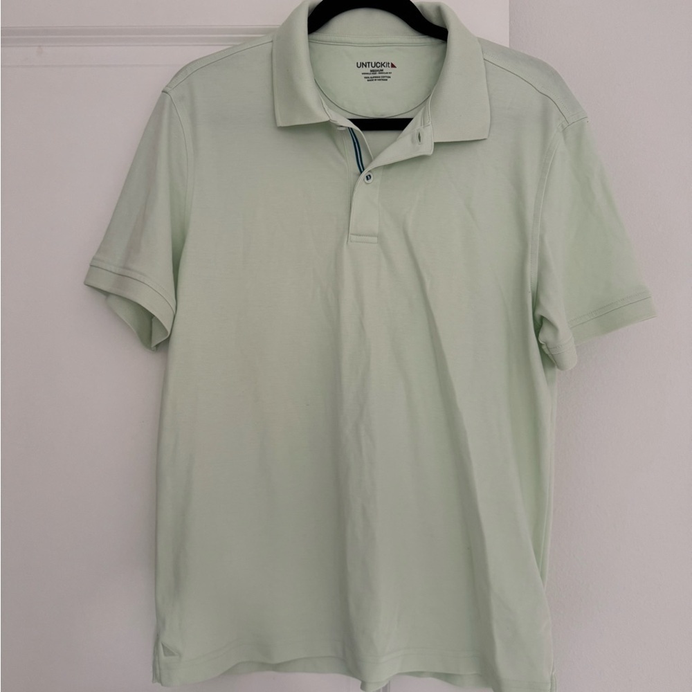 UNTUCKit Damaschino men’s light green cotton stretch polo shirt top size MEDIUM